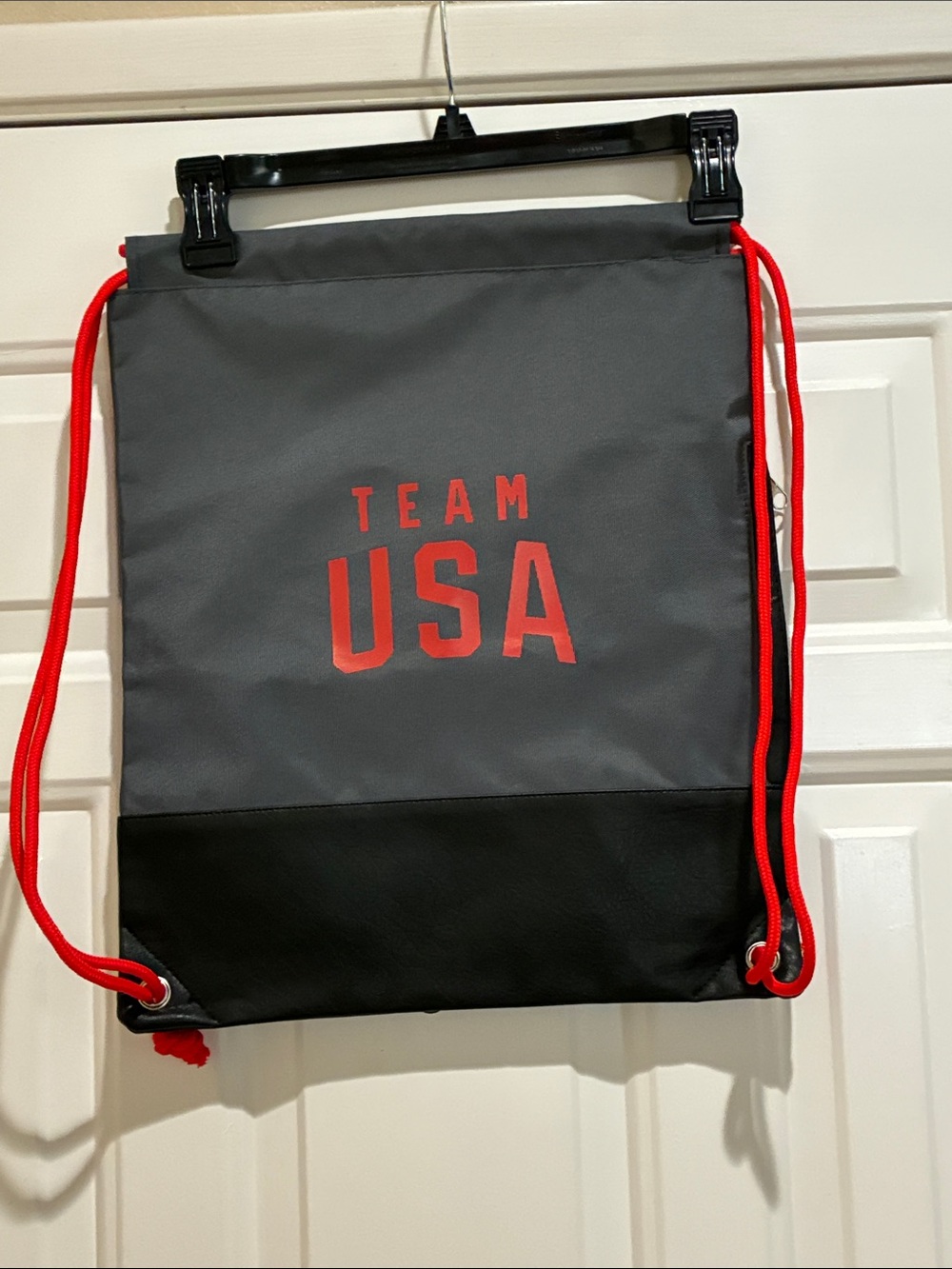 Team USA Gray Drawstring drawstring Backpack with Red Accents